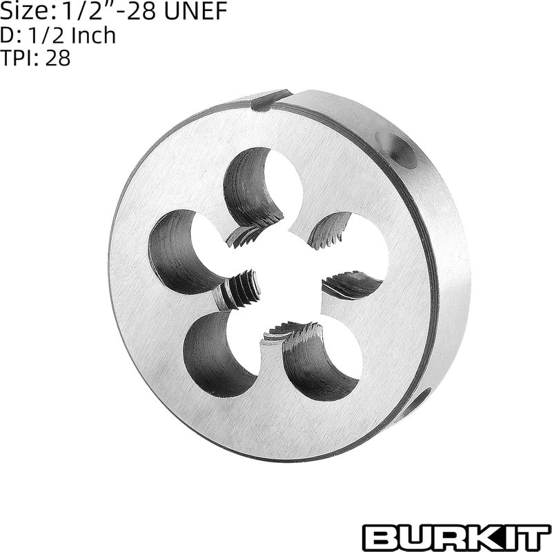 Burkit 1/2"-28 UNEF Round Threading Die, 1/2 x 28 UNEF Machine Thread Die Right Hand - Image 2